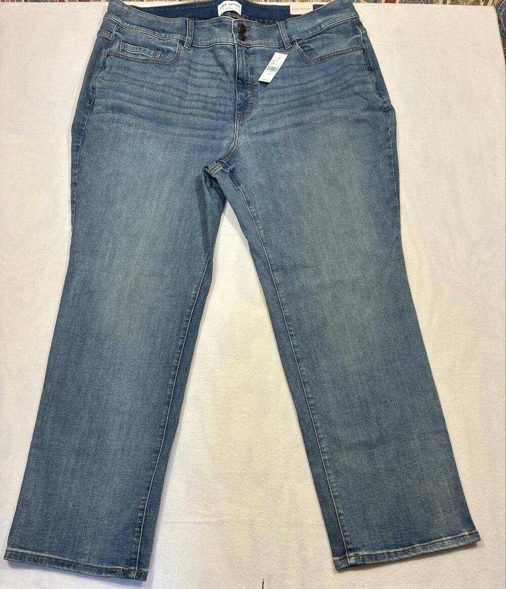 Lane Bryant Tummy Fit High-Rise Jeans Double Button Blue Wash NWT sz 26 Straight